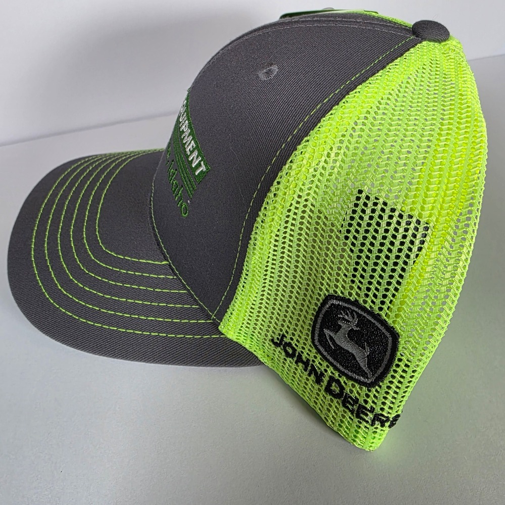 John Deere Ragan Equipment Coeur d'Alene Idaho Trucker Hat Snapback Grey Neon - Picture 2 of 5